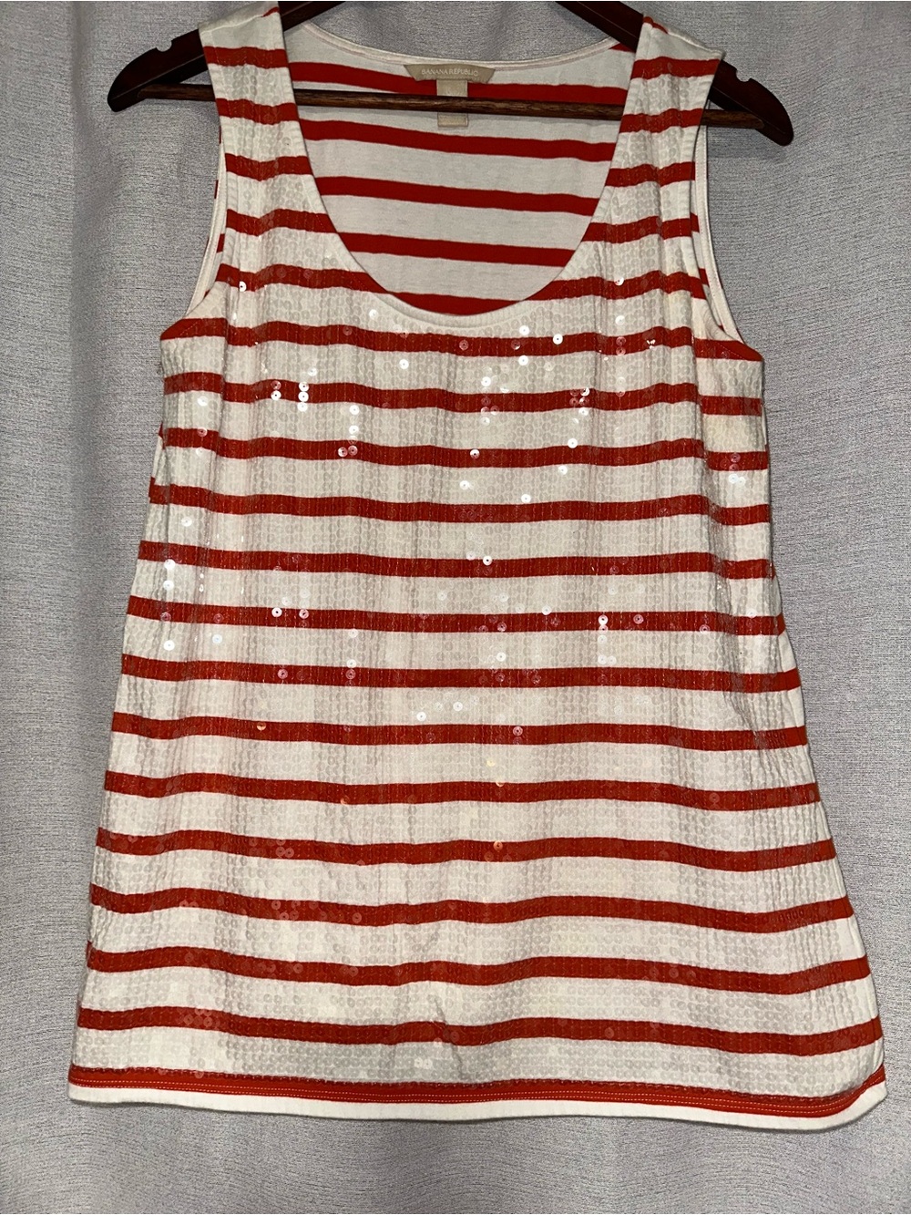 Banana Republic Orange and White Striped Top
